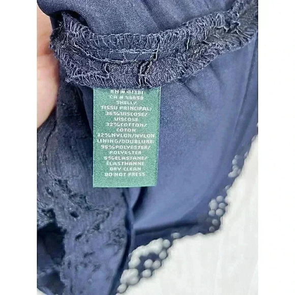 Lauren Ralph Lauren Dress Sz 10 Navy Blue Floral Lace Overlay Classic Cap Sleeve - Picture 5 of 9